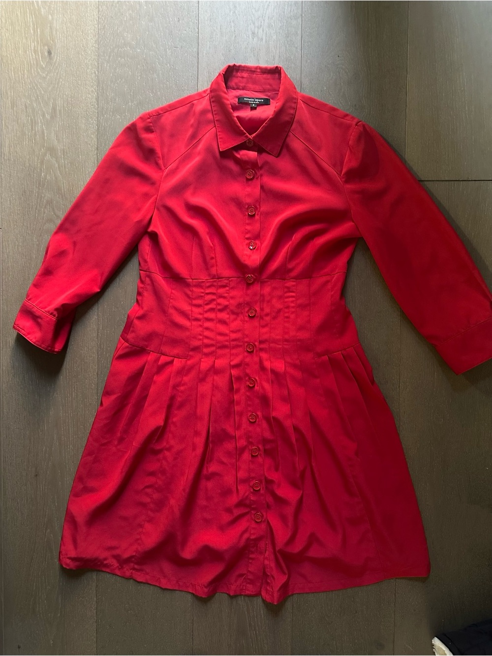 Nanette Lepore Red Pleated Fit & Flare Shirt Dress Size 8
